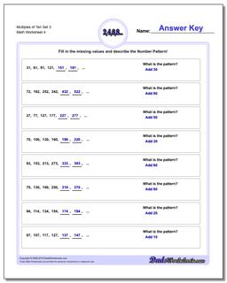 Multiples of Ten Set 3 Worksheet