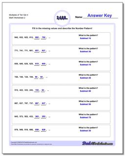 Multiples of Ten Set 4 /worksheets/number-patterns.html Worksheet