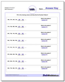 Multiples of Ten Set 4 Worksheet