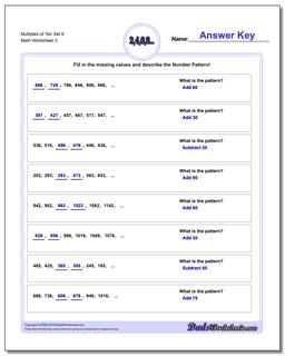 Multiples of Ten Set 6 Worksheet