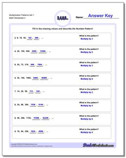 Multiplication Worksheet Patterns Set 1 /worksheets/number-patterns.html
