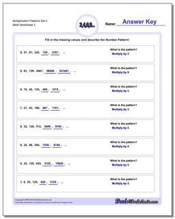 Multiplication Worksheet Patterns Set 2