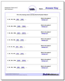 Multiplication Worksheet Patterns Set 2