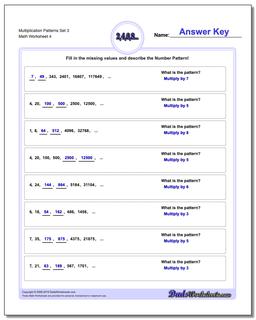 Multiplication Worksheet Patterns Set 3