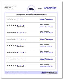 Subtraction Worksheet Number Patterns (Multiple Step) /worksheets/number-patterns.html