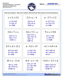 One Step Equations
