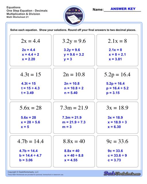 One Step Equations
