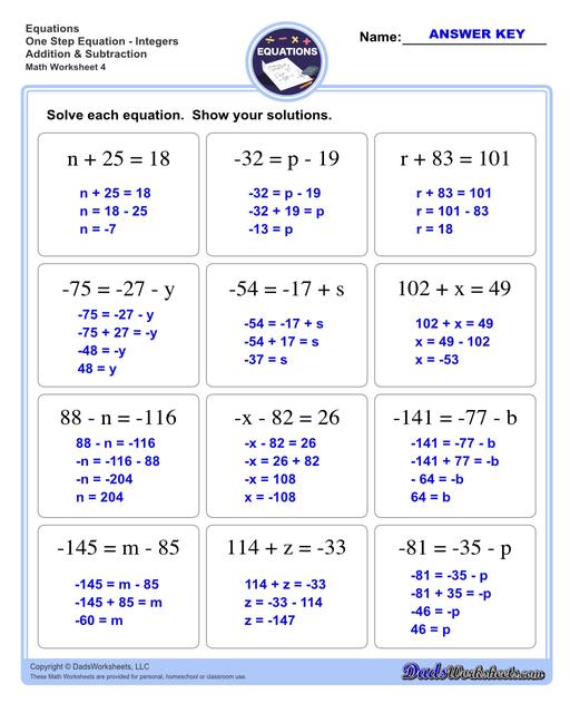One Step Equations