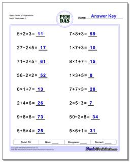 Basic Order of Operations /worksheets/order-of-operations.html Worksheet