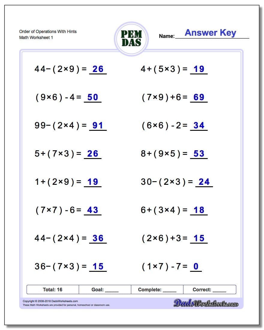 24 Printable Order of Operations Worksheets to Master PEMDAS! 24 Printable Order of Operations Worksheets to Master PEMDAS!