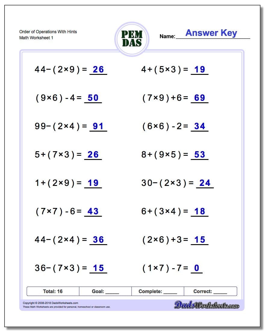 Pemdas Anchor Chart Pdf