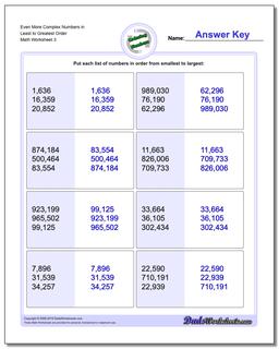 Even More Complex Numbers in Least to Greatest Order Worksheet