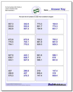 Ordering Numbers Worksheet Put the With Tenths in Least to Greatest Order