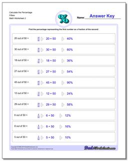 Calculate the Percentage Fifties /worksheets/percentages.html Worksheet