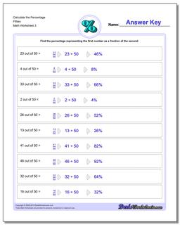 Calculate the Percentage Fifties Worksheet