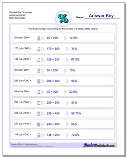 Calculate the Percentage Larger Numbers 2 /worksheets/percentages.html Worksheet