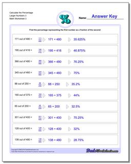 Calculate the Percentage Larger Numbers 3 Worksheet