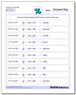 Calculate the Percentage Larger Numbers 4 /worksheets/percentages.html Worksheet