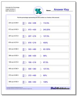 Calculate the Percentage Larger Numbers 4 Worksheet