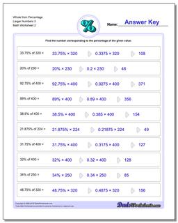 Whole from Percentage Larger Numbers 3 /worksheets/percentages.html Worksheet