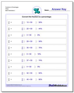 Fraction Worksheets to Percentages Fifties /worksheets/percentages.html