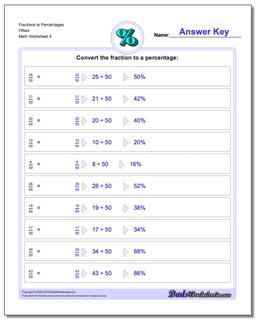Percentages: Fractions To Percentages