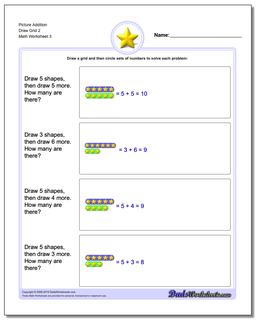 Picture Addition Worksheet Draw Grid 2