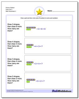 Picture Addition Worksheet Draw Grid 1 /worksheets/picture-math-addition.html