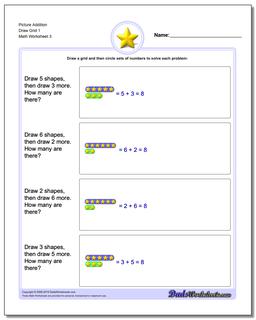 Picture Addition Worksheet Draw Grid 1