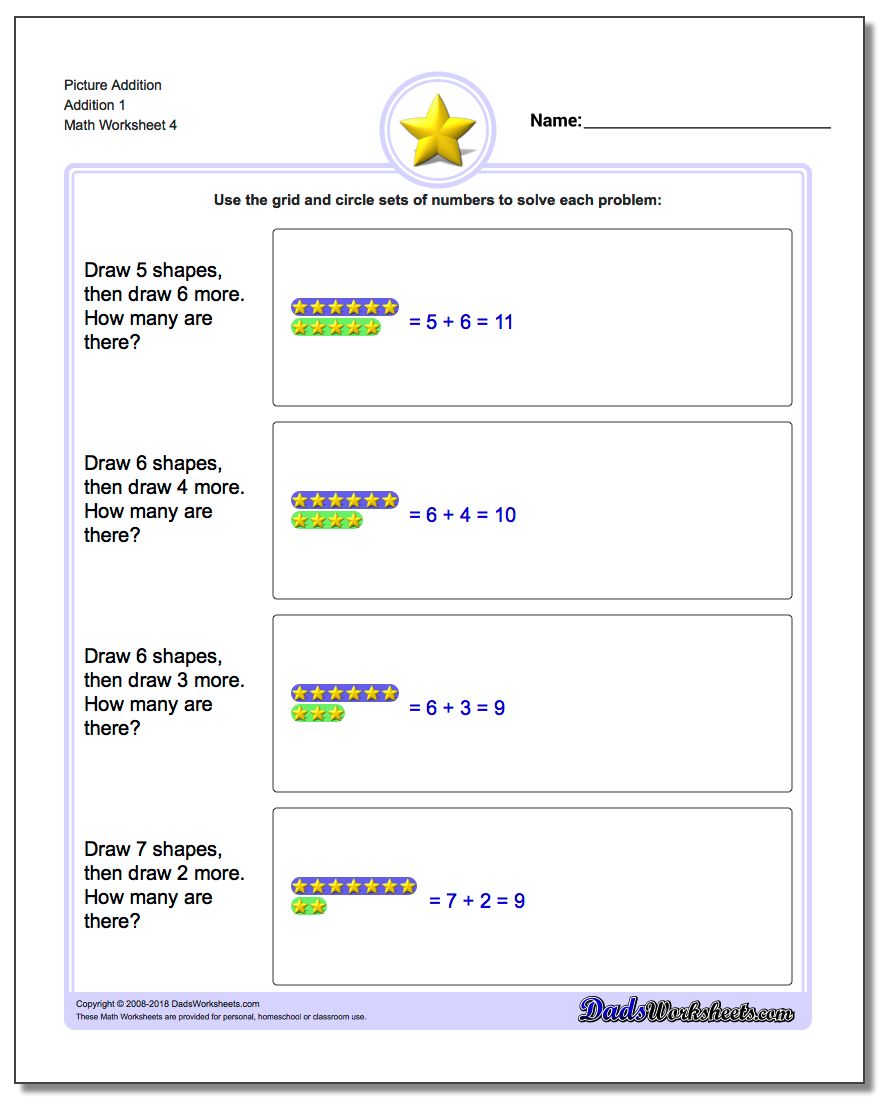 Picture Addition Worksheet Addition 1
