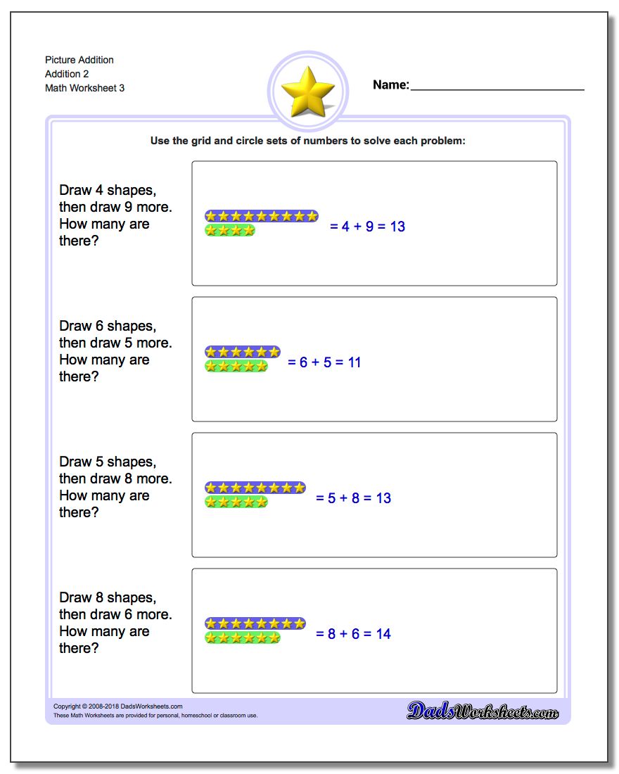 Picture Addition Worksheet Addition 2