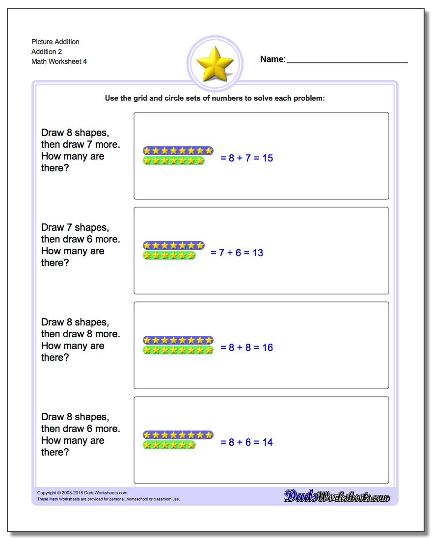 Picture Addition Worksheet Addition 2