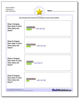 Picture Math Addition Worksheet Introduction 2