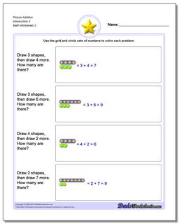 Picture Addition Worksheet Introduction 2 /worksheets/picture-math-addition.html