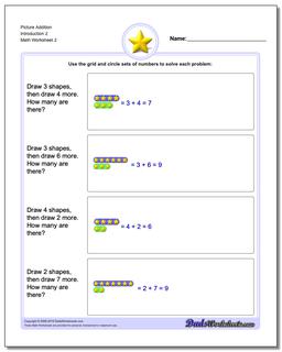 Picture Addition Worksheet Introduction 2 /worksheets/picture-math-addition.html