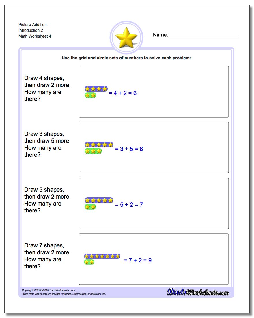 Picture Addition Worksheet Introduction 2