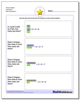 Picture Addition Worksheet Introduction