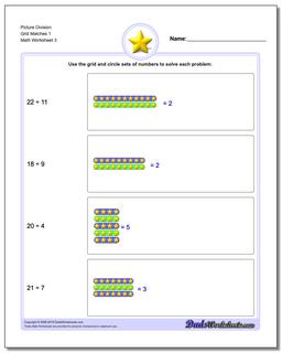 Picture Division Worksheet Grid Matches 1