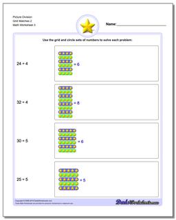 Picture Division Worksheet Grid Matches 2