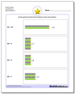 Picture Division Worksheet Grid Matches 2