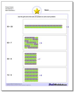 Picture Division Worksheet Grid Matches 4 /worksheets/picture-math-division.html