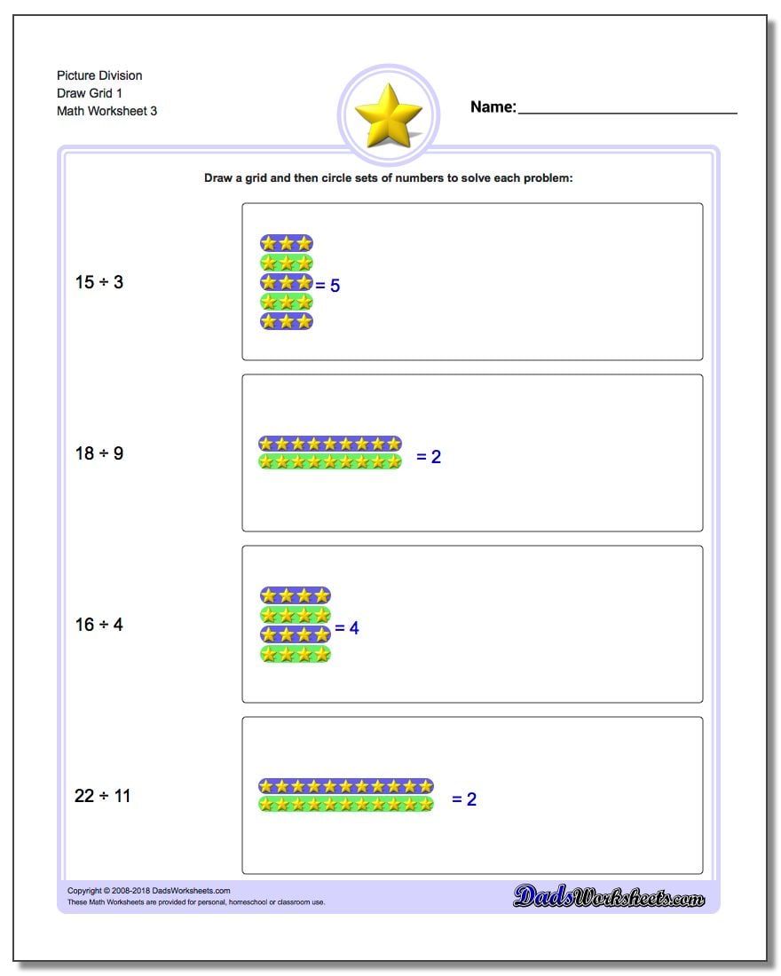 Picture Division Worksheet Draw Grid 1