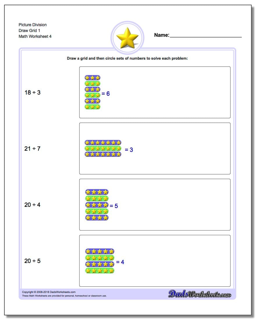 Picture Division Worksheet Draw Grid 1