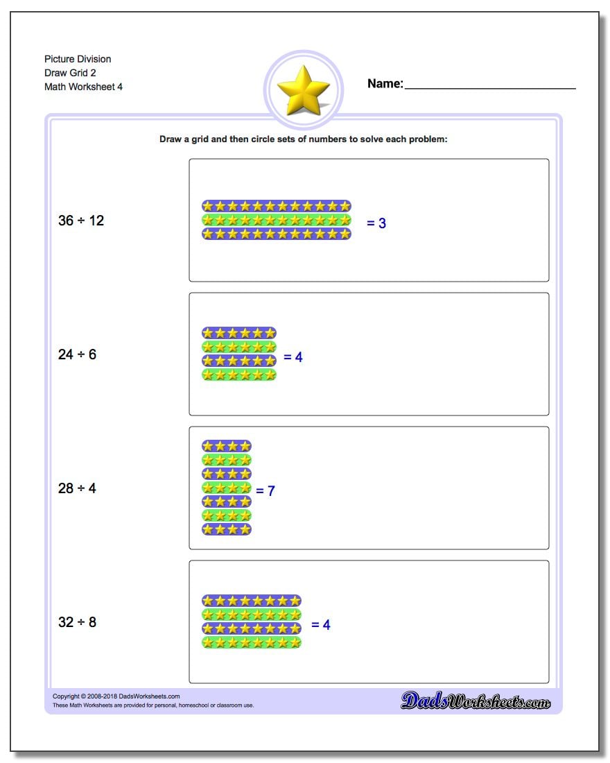 Picture Division Worksheet Draw Grid 2