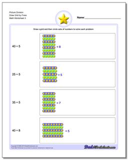 Picture Division Worksheet Draw Grid by Fives