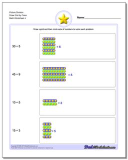 Picture Division Worksheet Draw Grid by Fives
