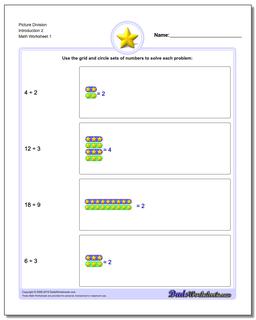 Picture Math Division Worksheet Introduction 2
