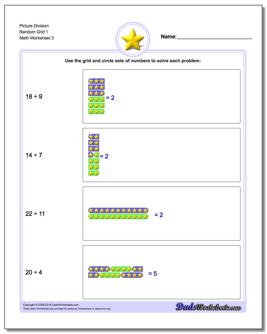 Picture Division Worksheet Random Grid 1