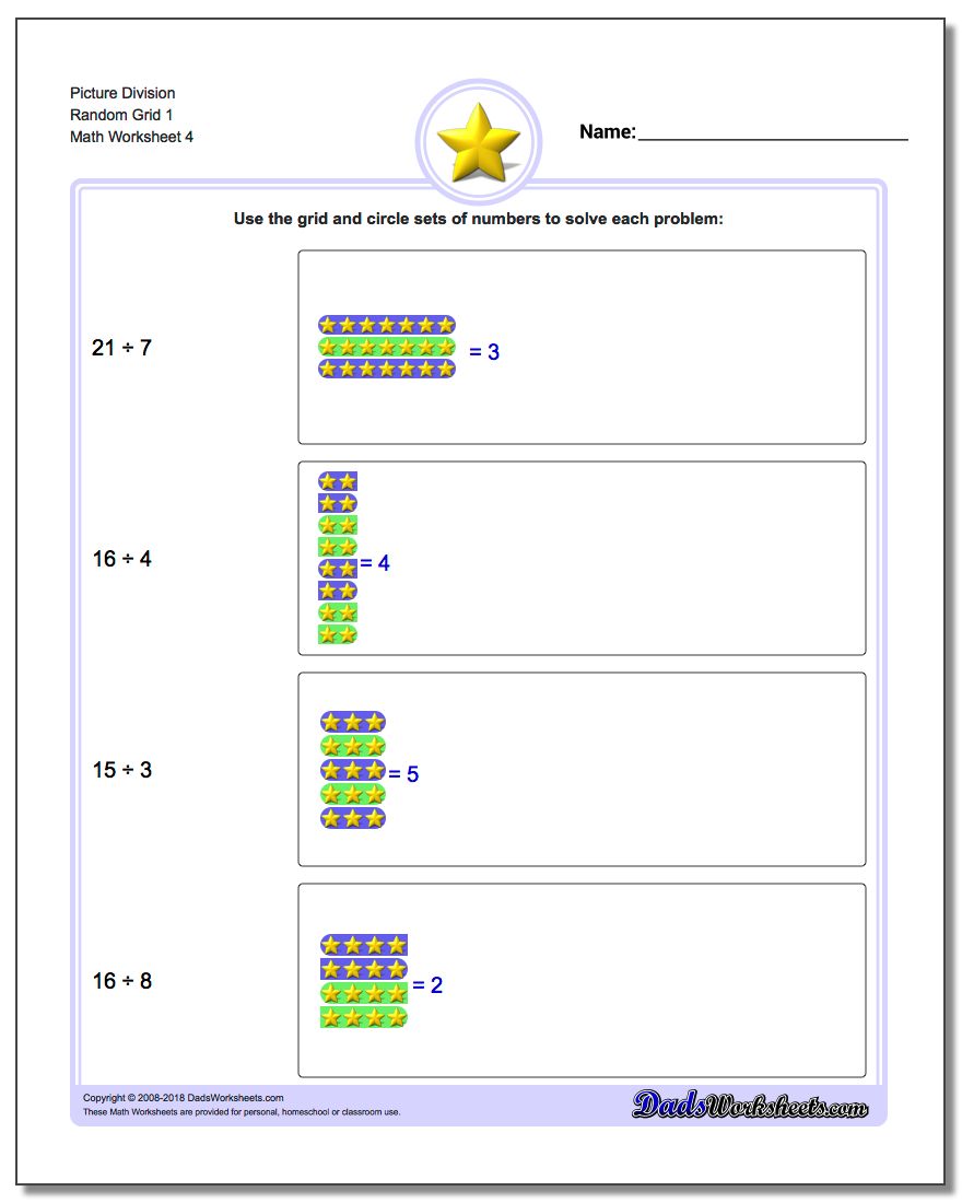 Picture Division Worksheet Random Grid 1