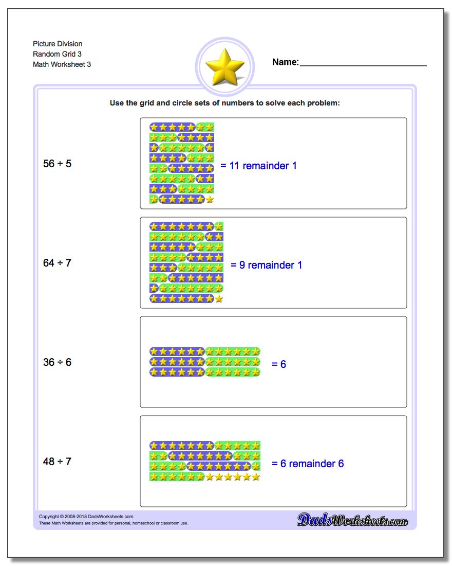 Picture Division Worksheet Random Grid 3